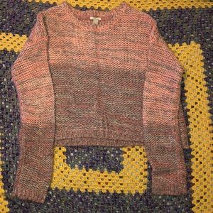 Ombré cropped pink and gray sweater